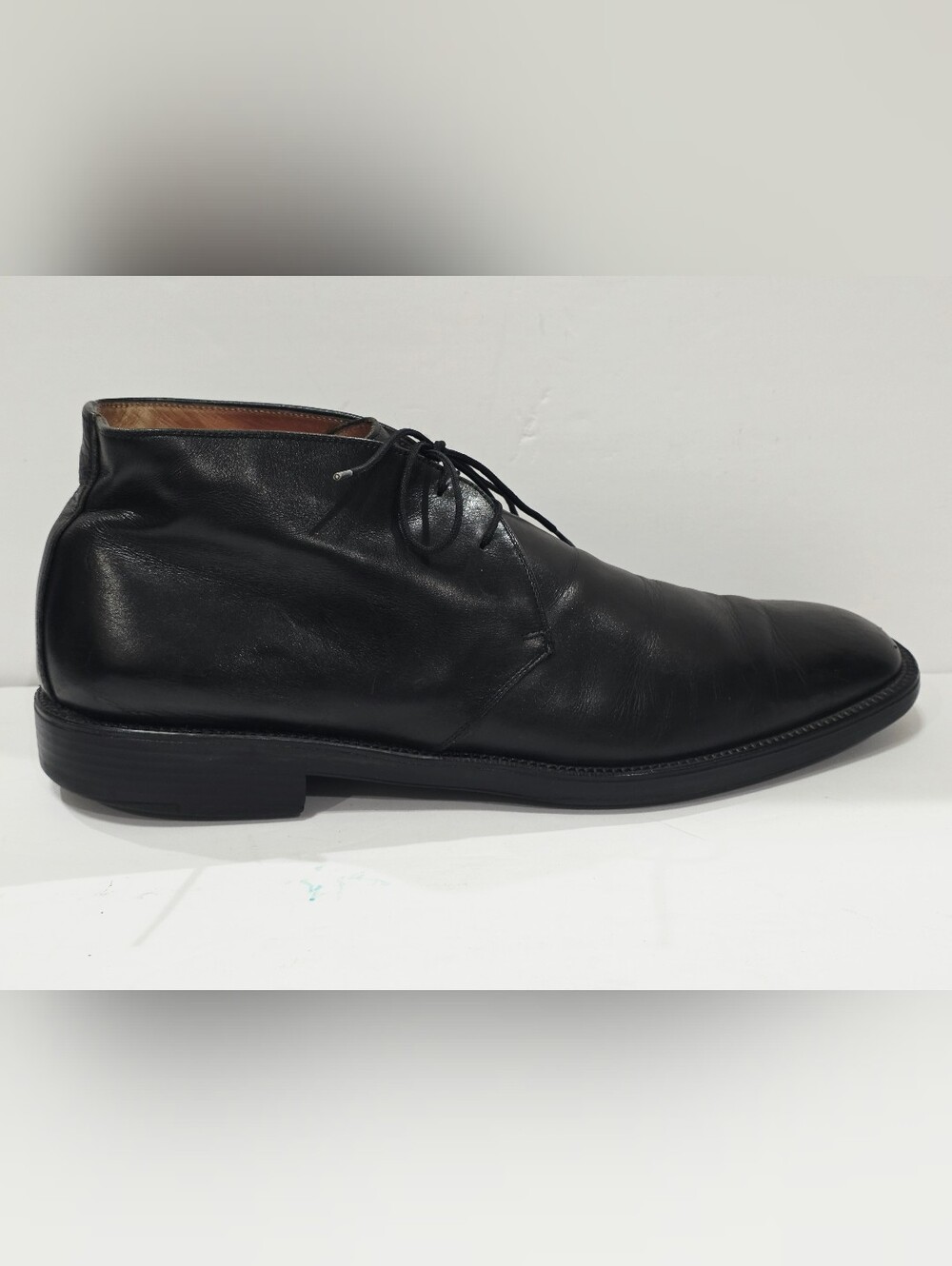 Salvatore Ferragamo STUDIO Black Leather Ankle Boot Chukka Lace Up Men 12 B Used